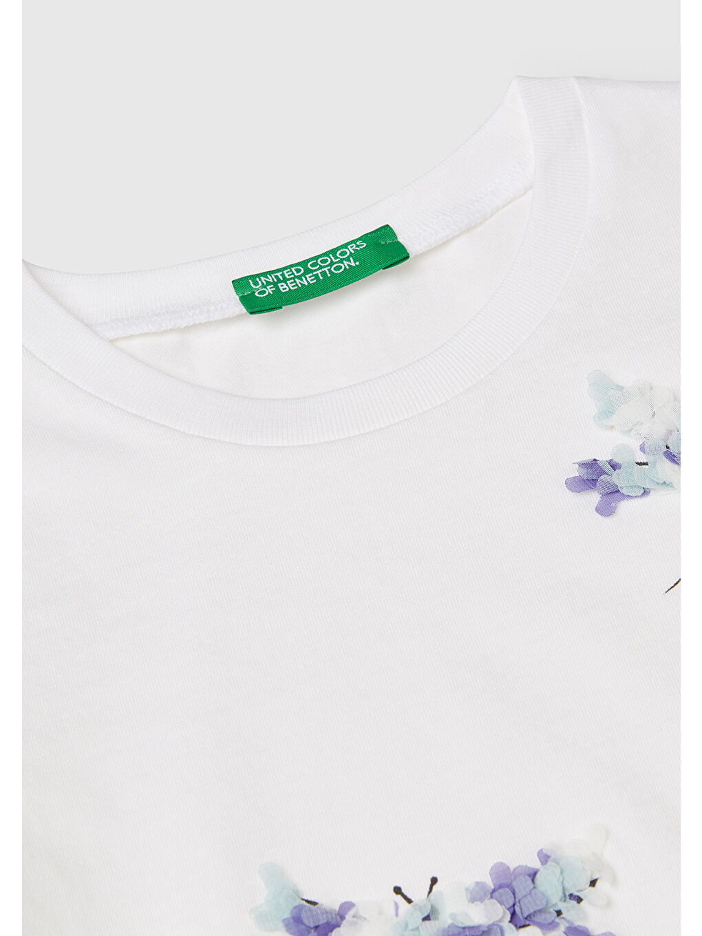 Kız Çocuk Beyaz Nakışlı ve Baskılı Tişört-2