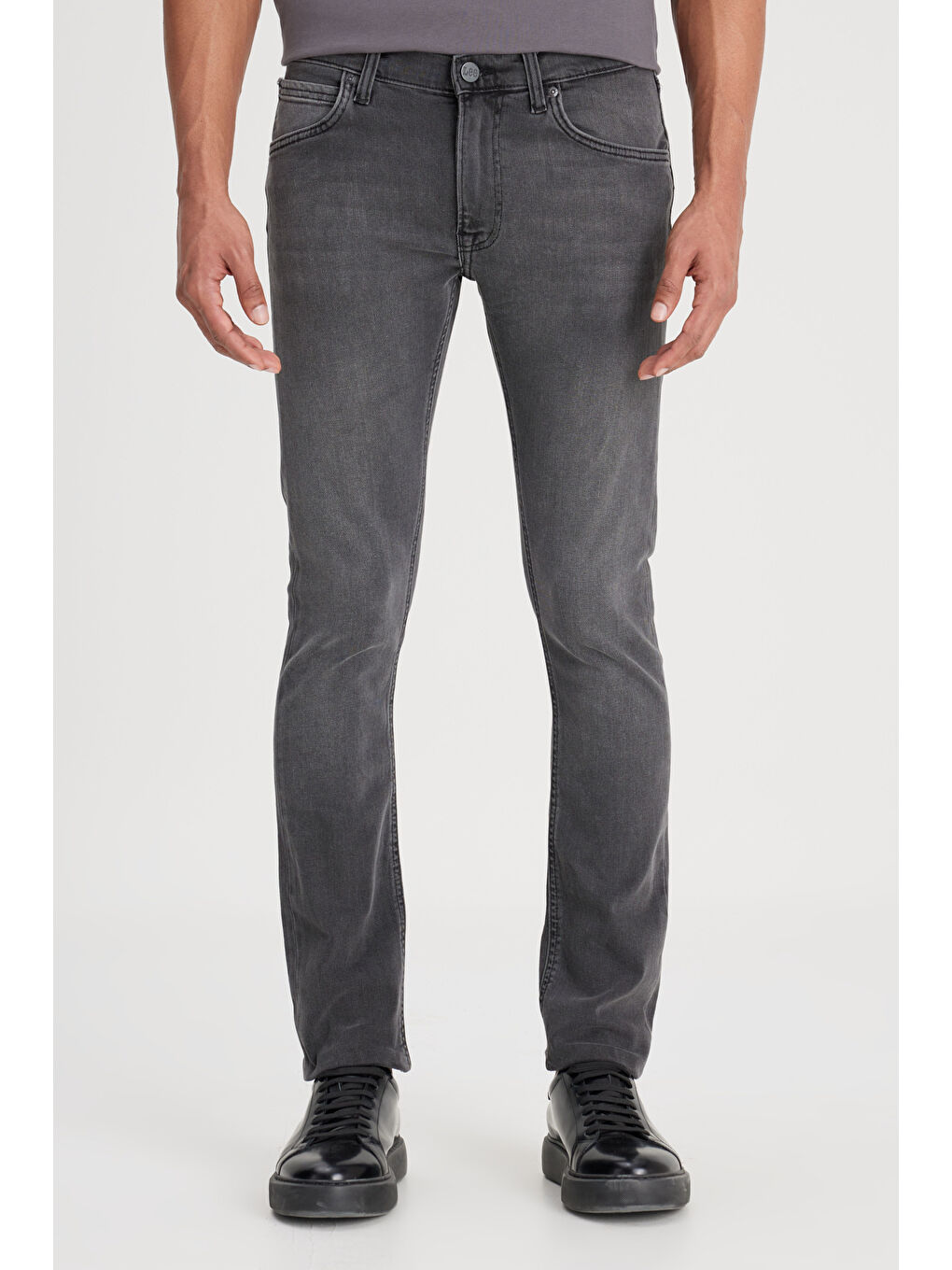 Luke Slim Tapered Dar Kesim Düşük Bel Antrasit Esnek Jean Pantolon-4