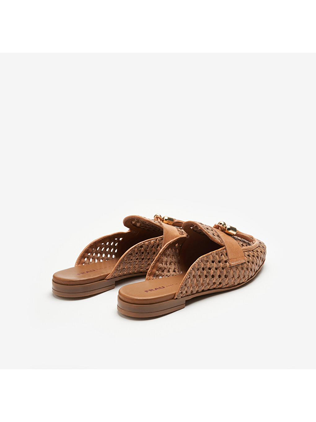 Sarı Kadın Terlik 95v7 Woven Leather Mules Wıth Tassels-3