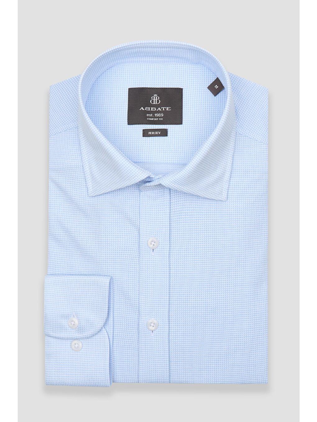Floransa Jersey Pamuk Karışımlı Comfort Fit Açık Mavi Klasik Yaka Erkek Desenli Gömlek-4