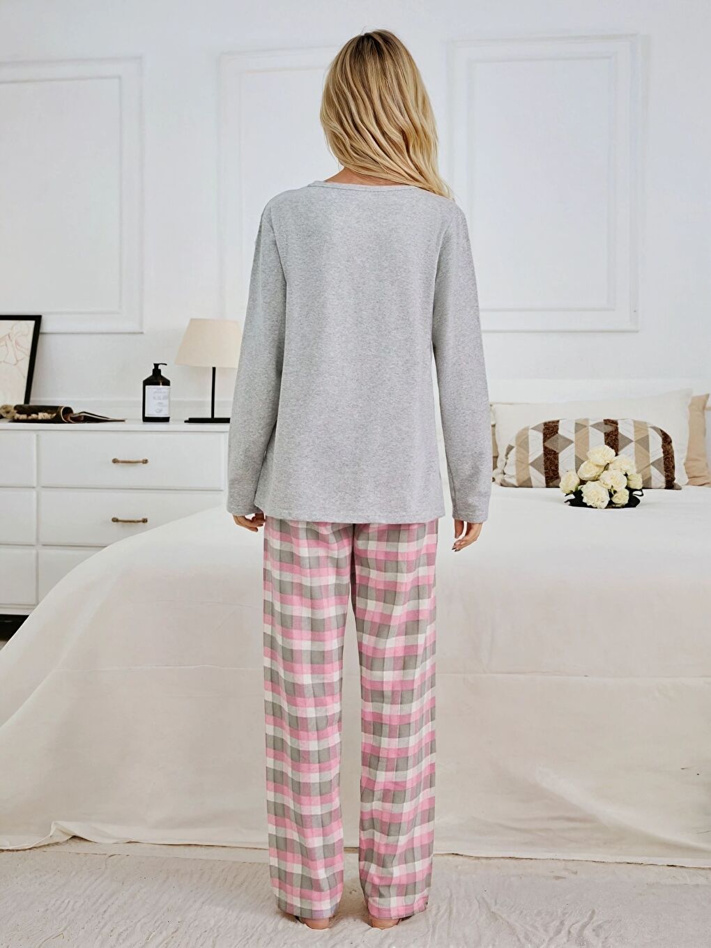 Gri Good Mood Süprem Kumaş Kadın Pijama Takımı-2