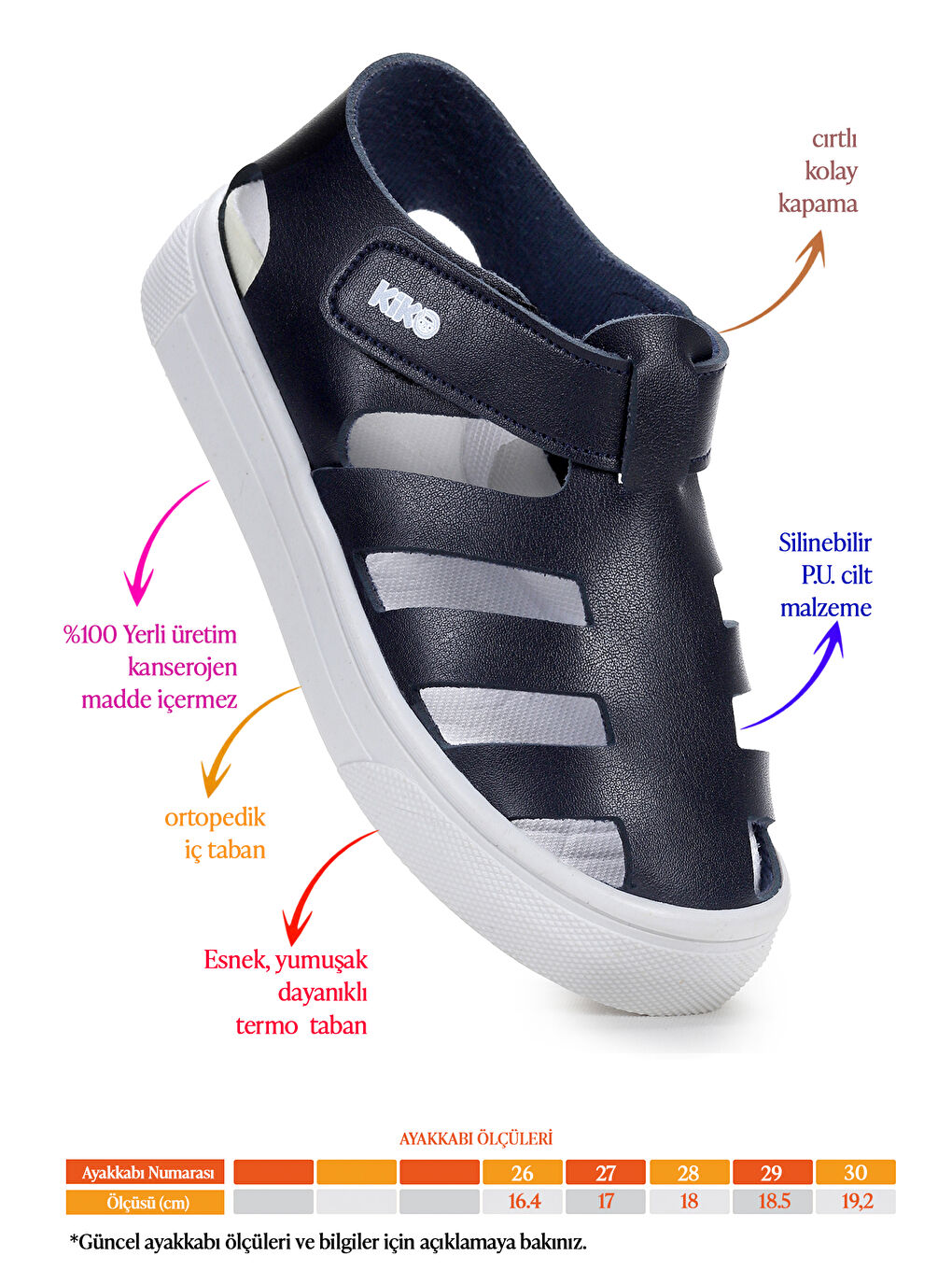 Lacivert Limba Cırtlı Erkek Çocuk Sandalet-1