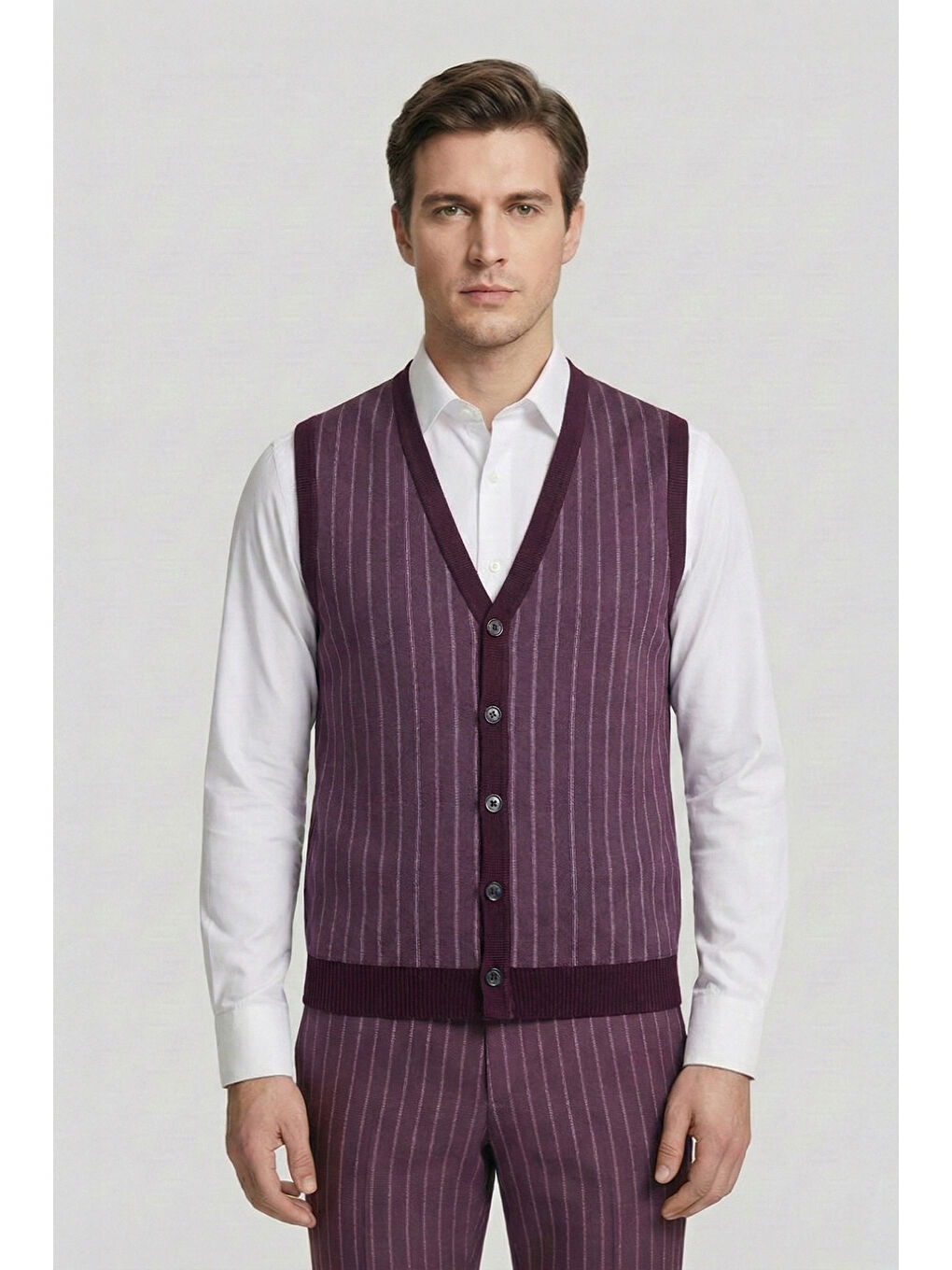 Giotelli Bordo Triko Yelekli 6 Drop Polyester Viskon Karışımlı Erkek Takım Elbise-4