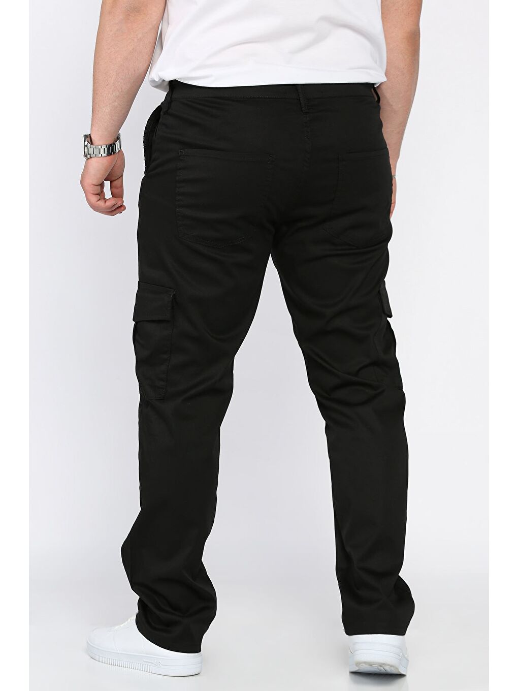 Siyah Erkek Kargo Cepli Düz Paça Pantolon-2