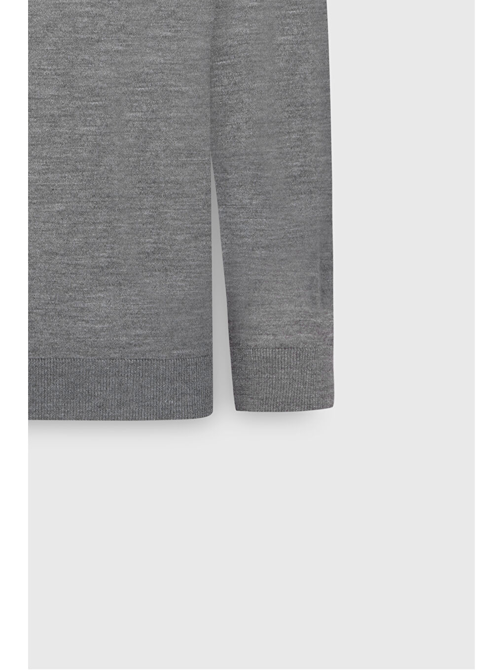 Erkek Gri Melanj Yün Standart Fit Normal Kesim Polo Yaka Çizgili Triko Kazak-7