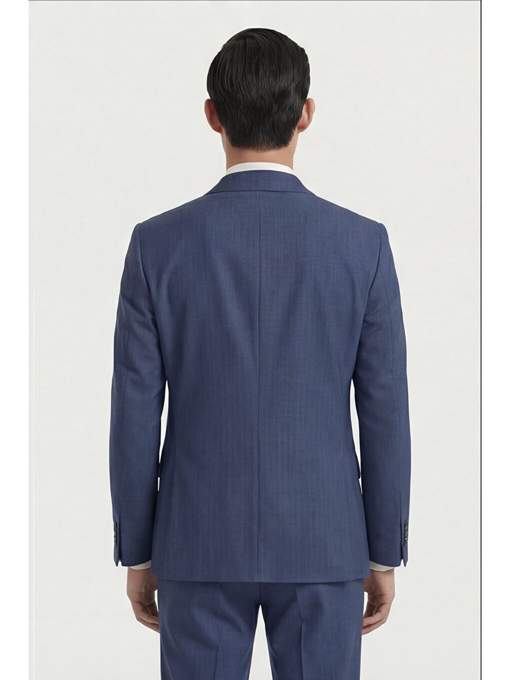 Erkek Yün Karışımlı 4 Drop Klasik Açık Lacivert Takım Elbise-3