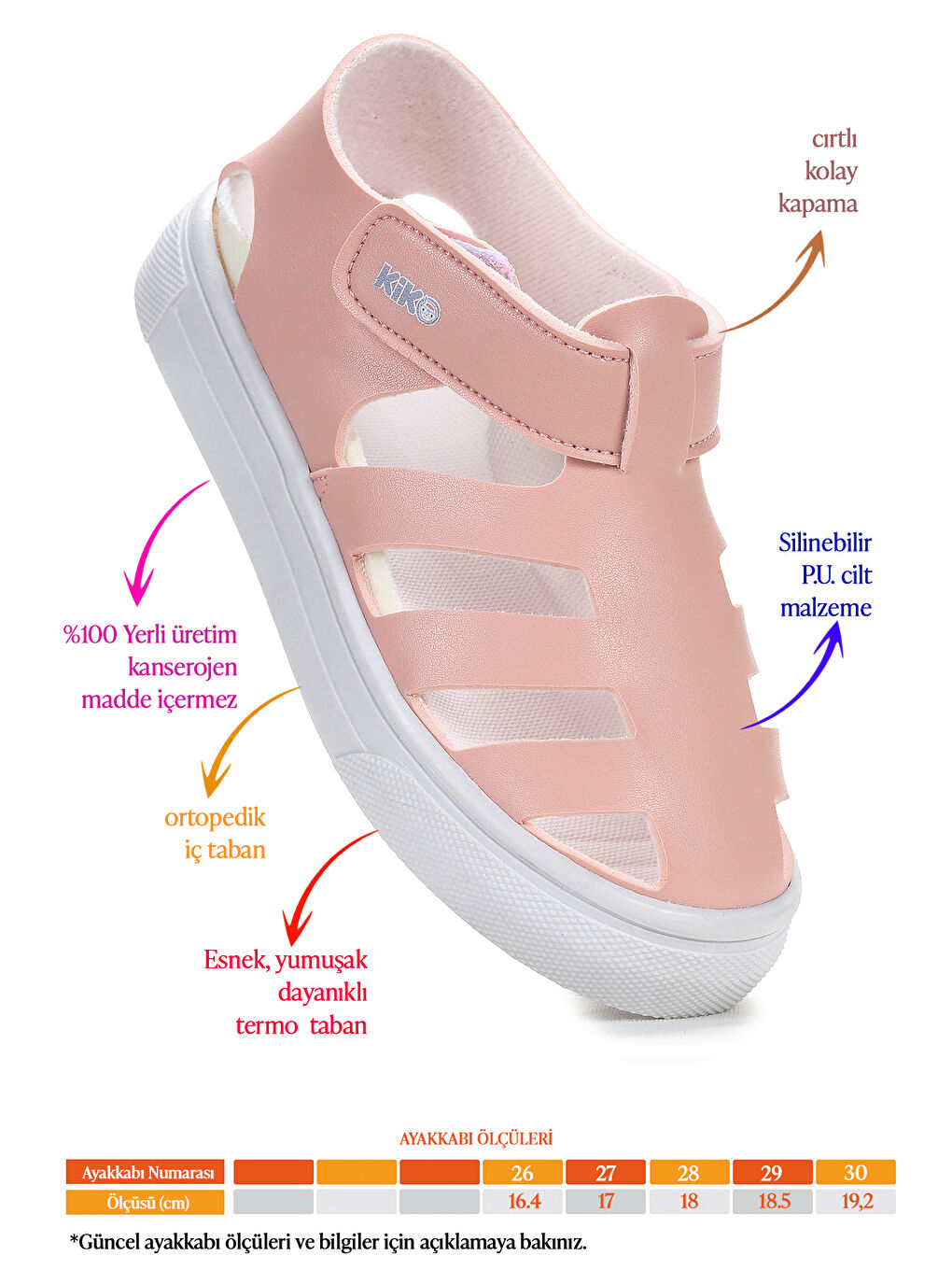 Pembe Limba Cırtlı Kız Çocuk Sandalet-1