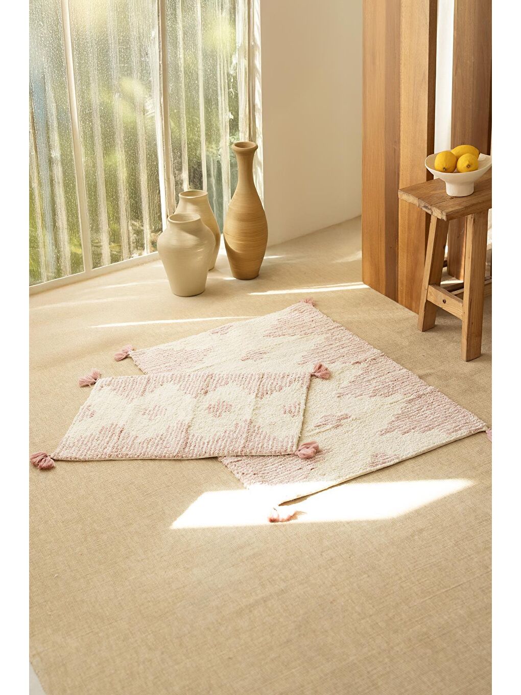 Mistic 2’li Takım Banyo Paspası %100 Pamuk 40x60 + 60x90 Pembe-2