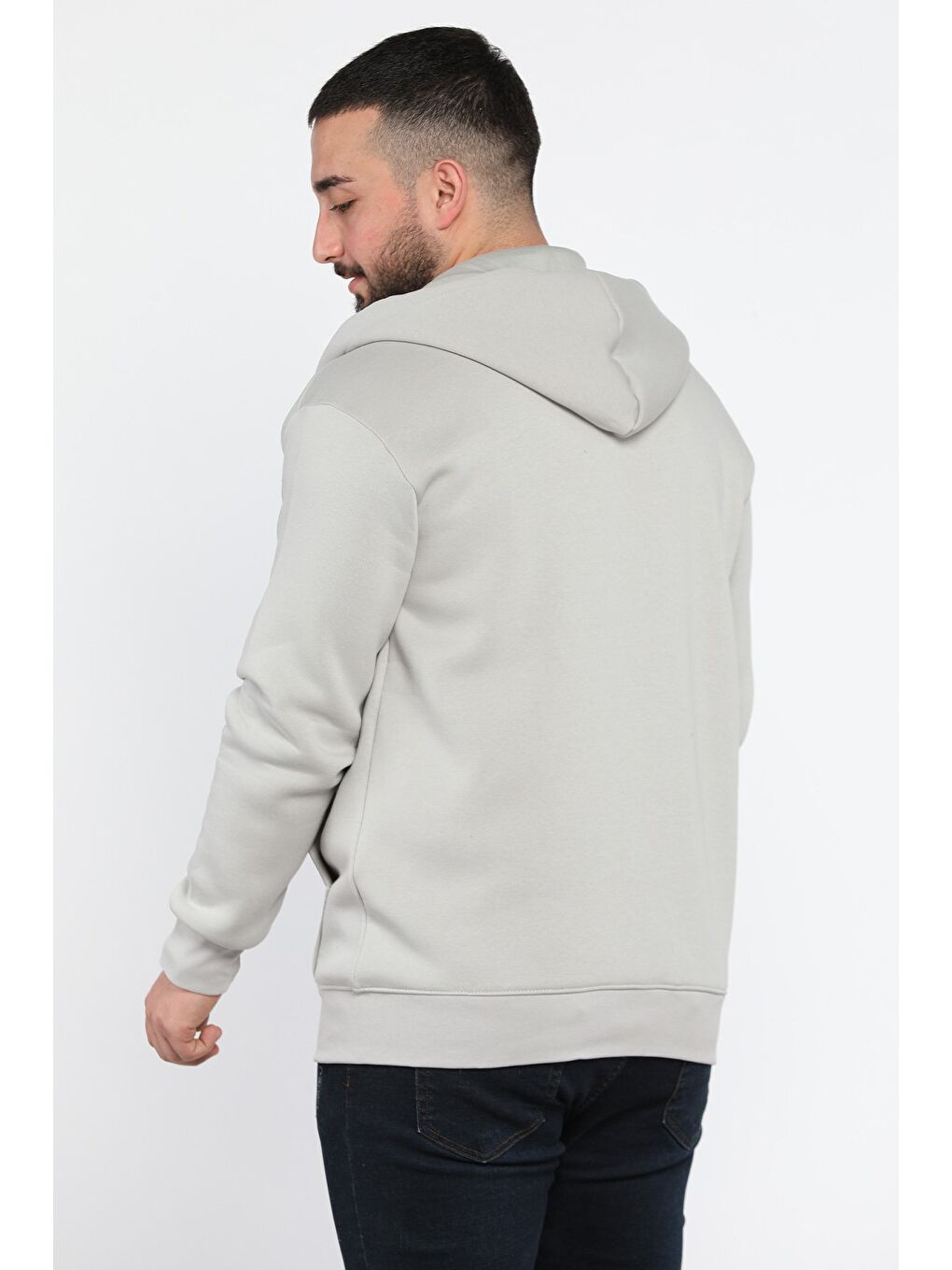 Mishar İtalia Gri Erkek Kapüşonlu Şardonlu Sweatshirt - 2