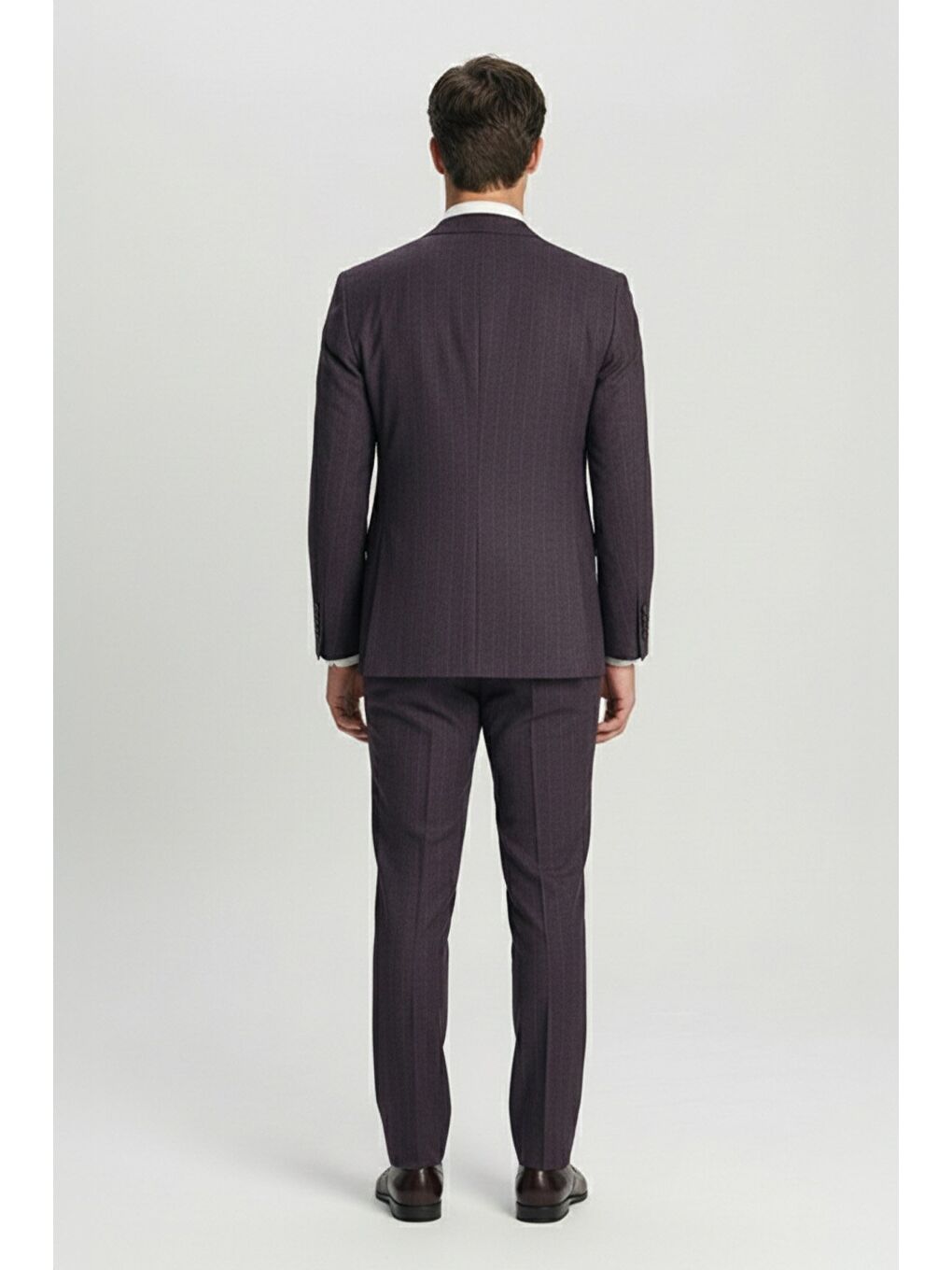 Giotelli Bordo Yelekli Çizgili Mono Yaka Roma Kalıp 8 Drop Tam Astarlı Erkek Takım Elbise Rm-3