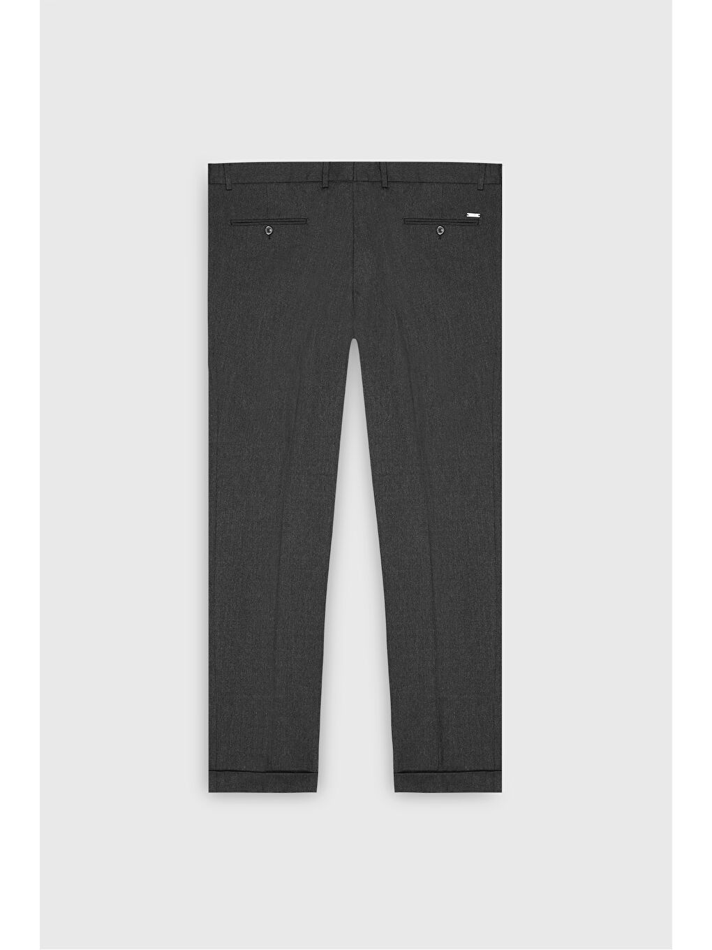 Erkek Gri Yünlü Flanel Slim Fit Dar Kesim Beli Gizli Lastikli Yan Cep Klasik Pantolon-3