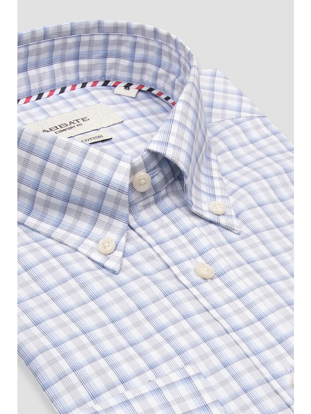 Aldo Poplin Pamuklu Comfort Fit Açık Mavi Düğmeli Yaka Erkek Kareli %100 Pamuk Gömlek-1