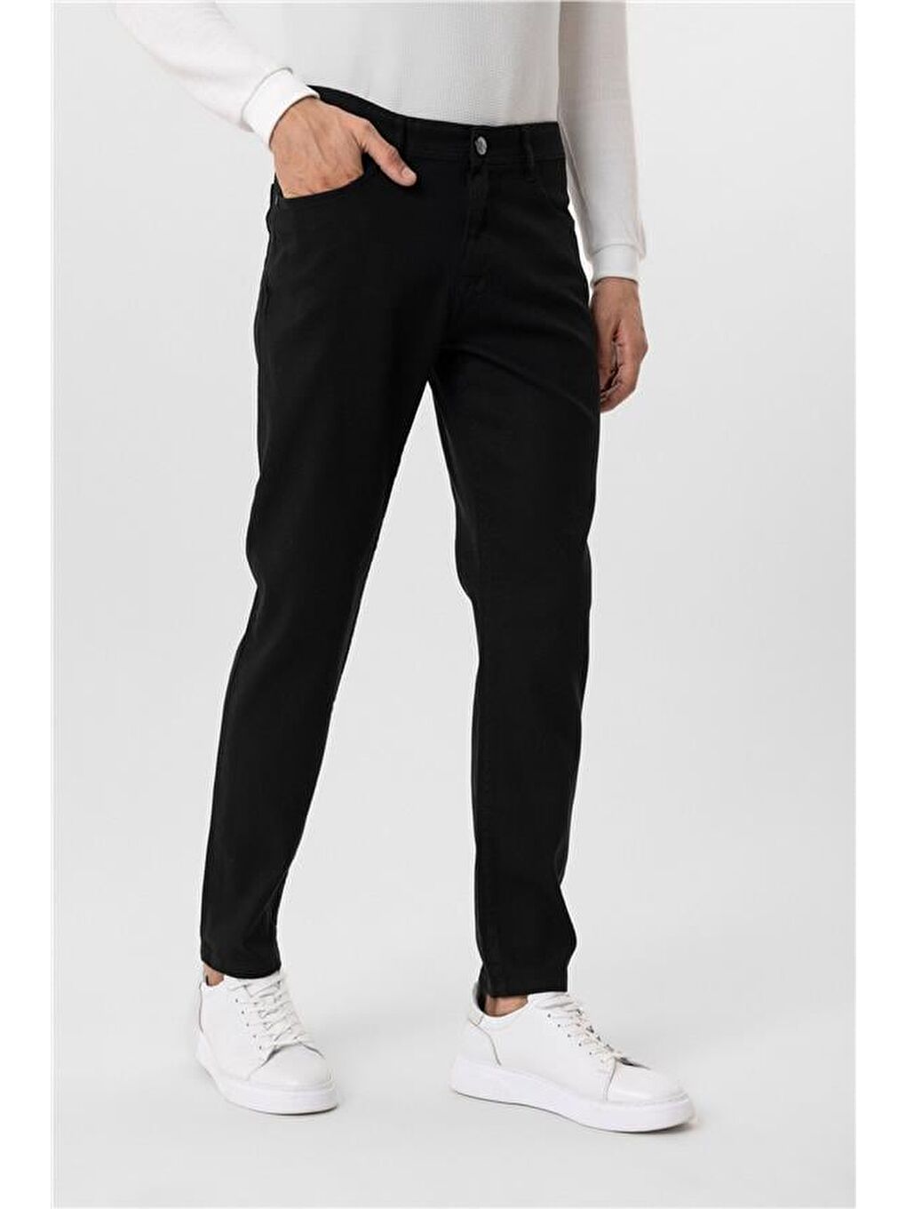 Siyah Regular Armürlü Pantolon