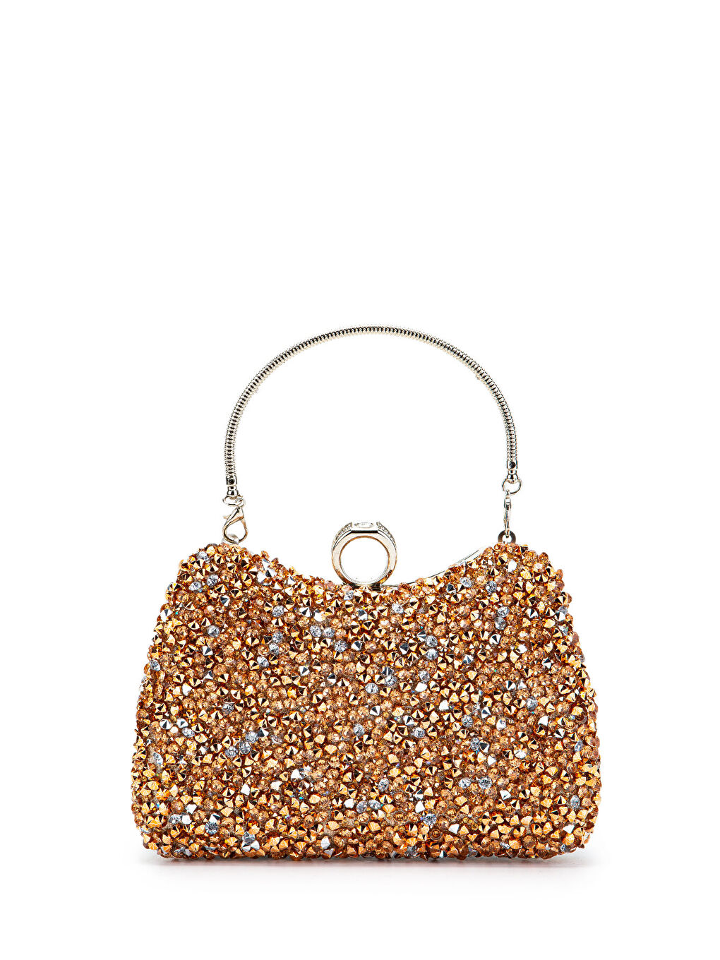 Turuncu Yüzük Detaylı Taşlı Amanda Abiye El Çantası Rose