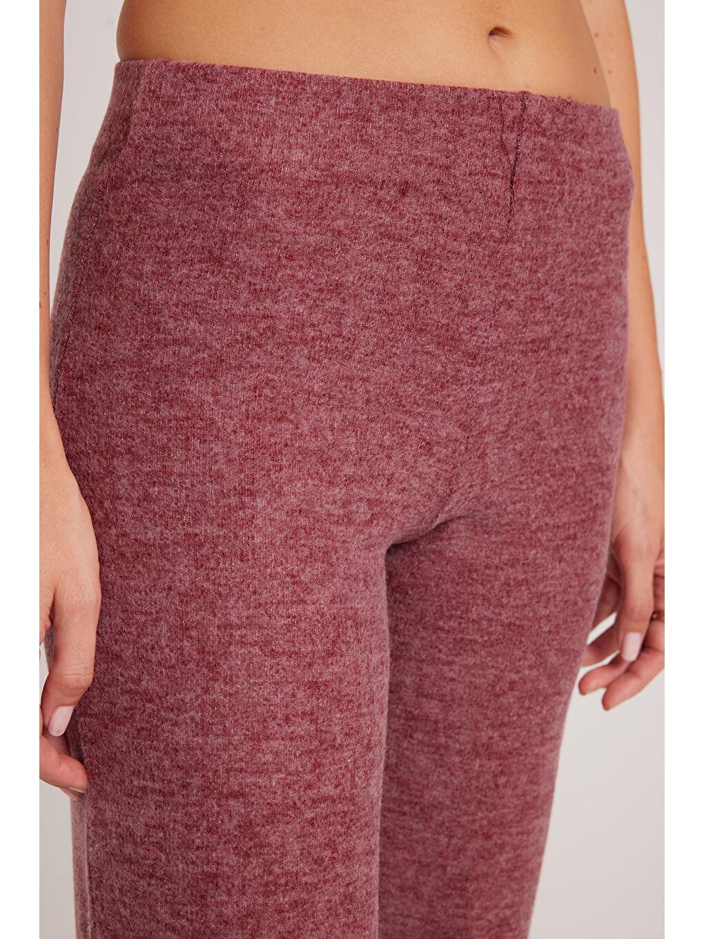 Kadın Relax Fit Rahat Kesim Normal Bel Geniş Paça Bordo Pantolon-2