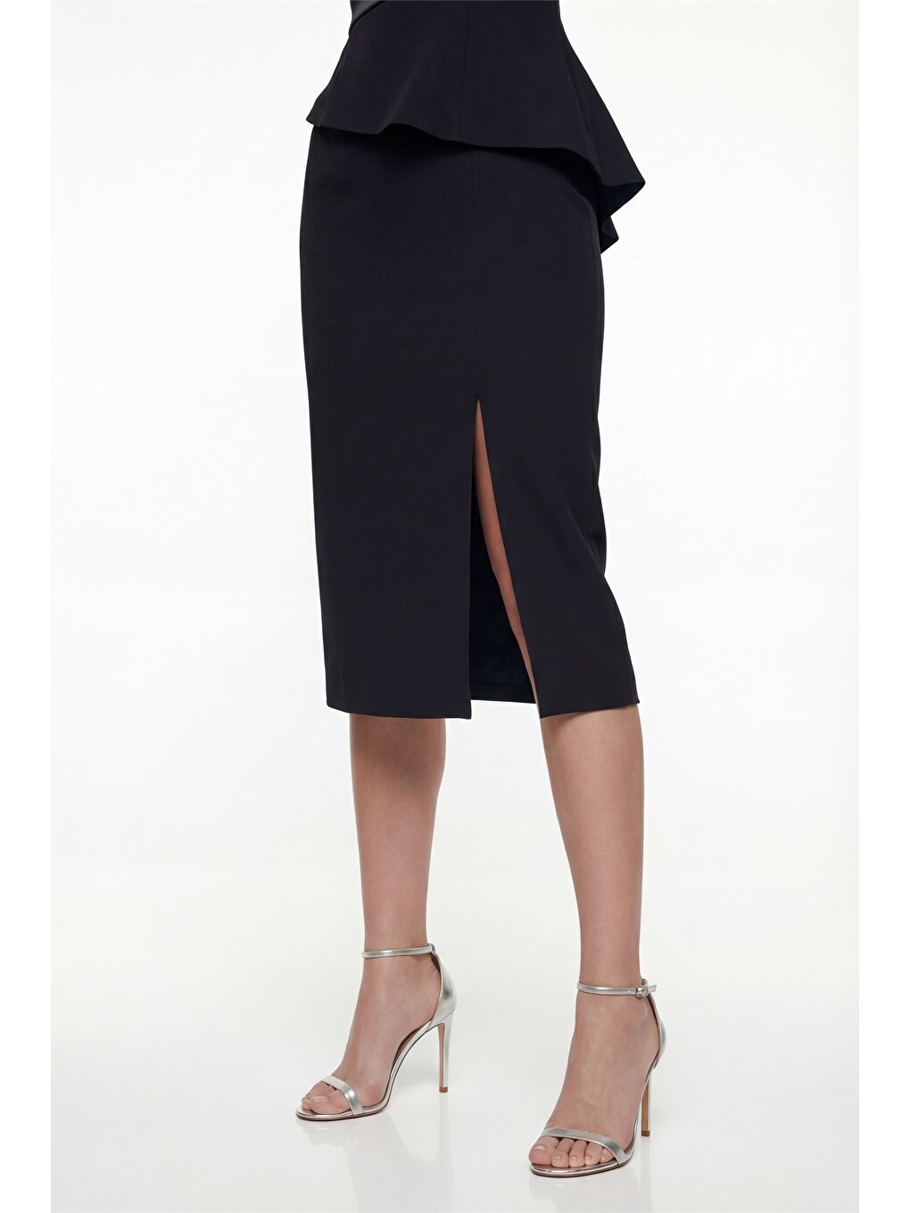 Kadın Siyah Çiçek Detaylı Midi Söz Nişan Nikah Abiye Elbise-3