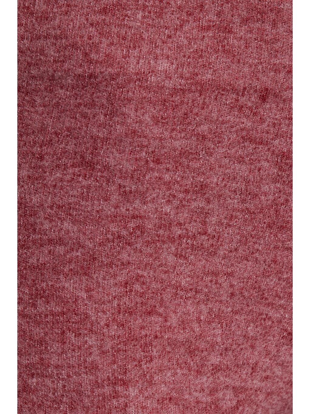 Kadın Relax Fit Rahat Kesim Normal Bel Geniş Paça Bordo Pantolon-5