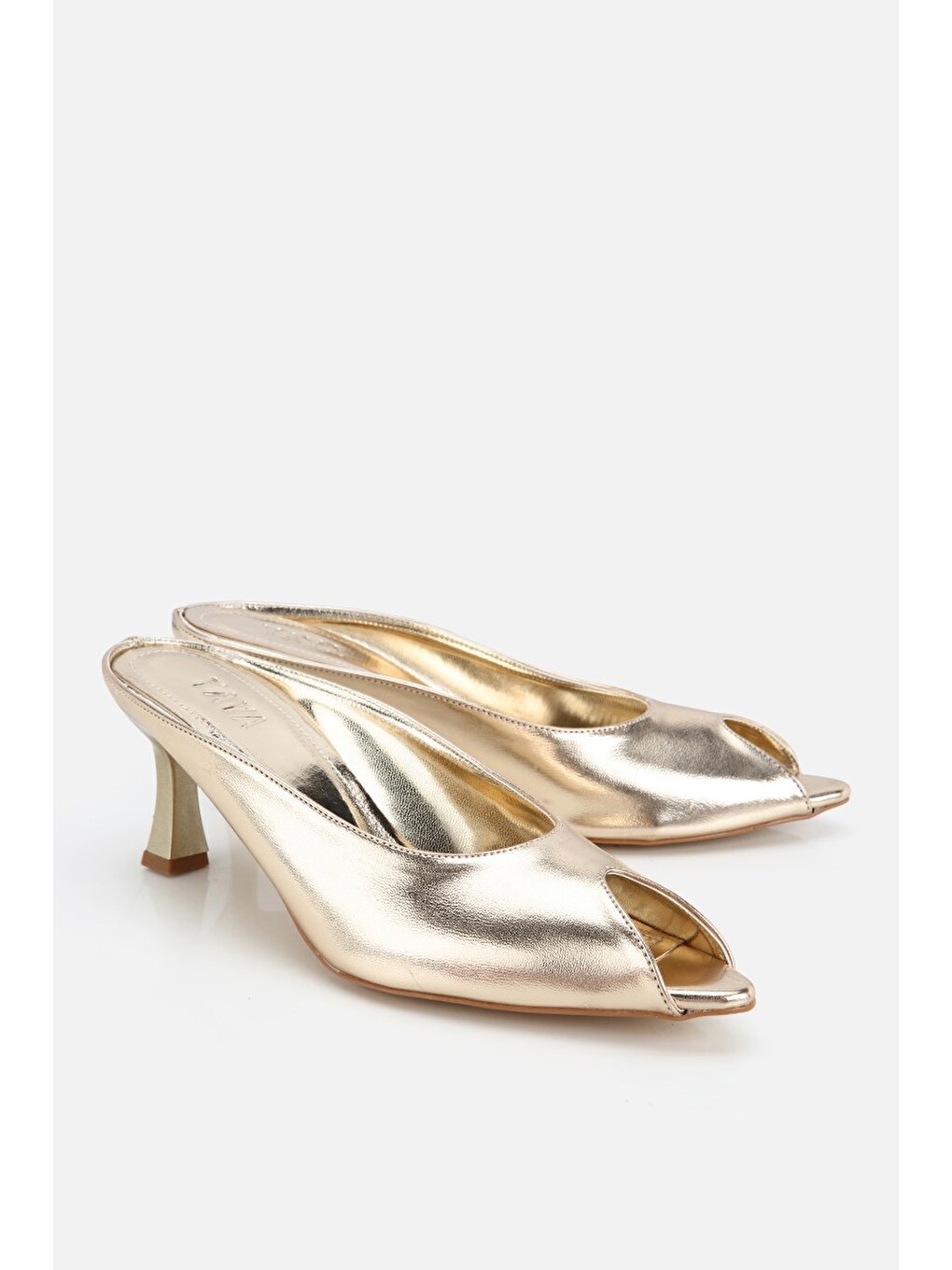 Sarı Kadın Gold Kısa Topuklu Günlük Stiletto