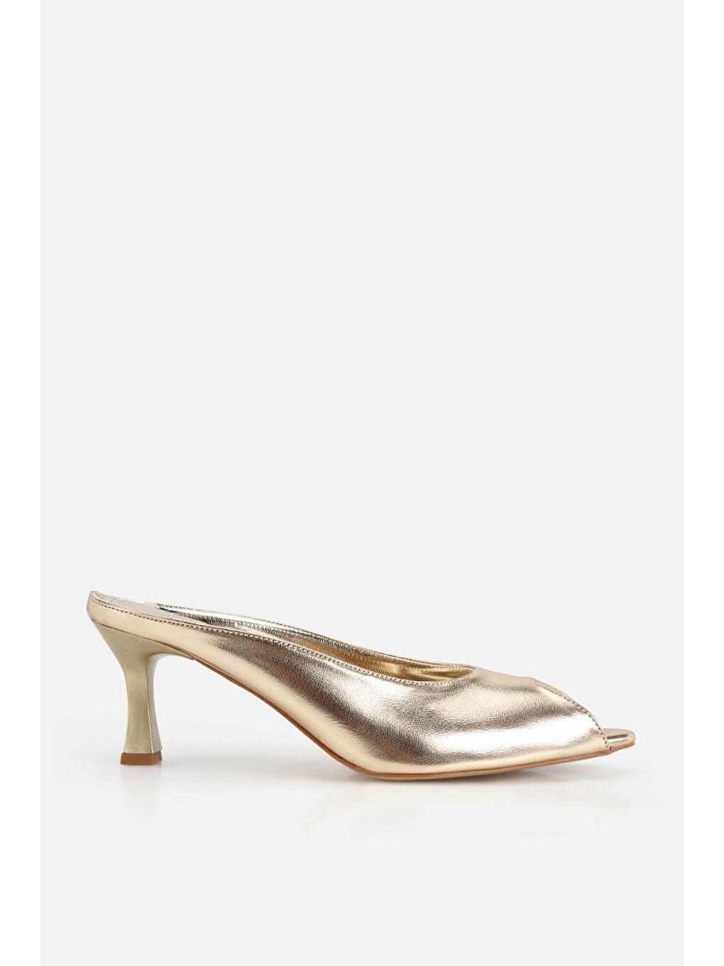 Sarı Kadın Gold Kısa Topuklu Günlük Stiletto-1