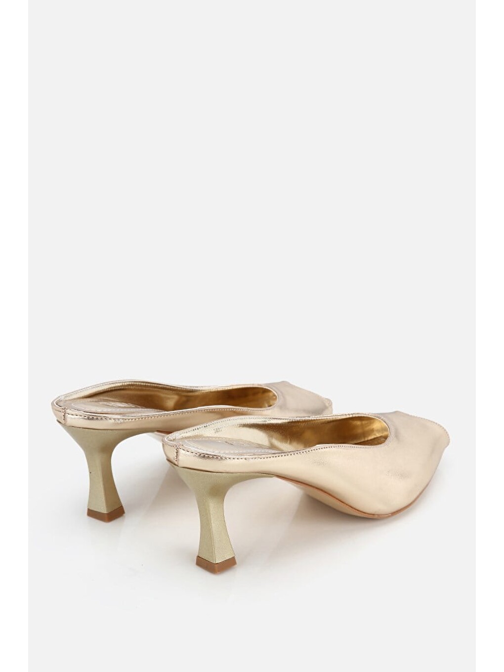 Sarı Kadın Gold Kısa Topuklu Günlük Stiletto-2