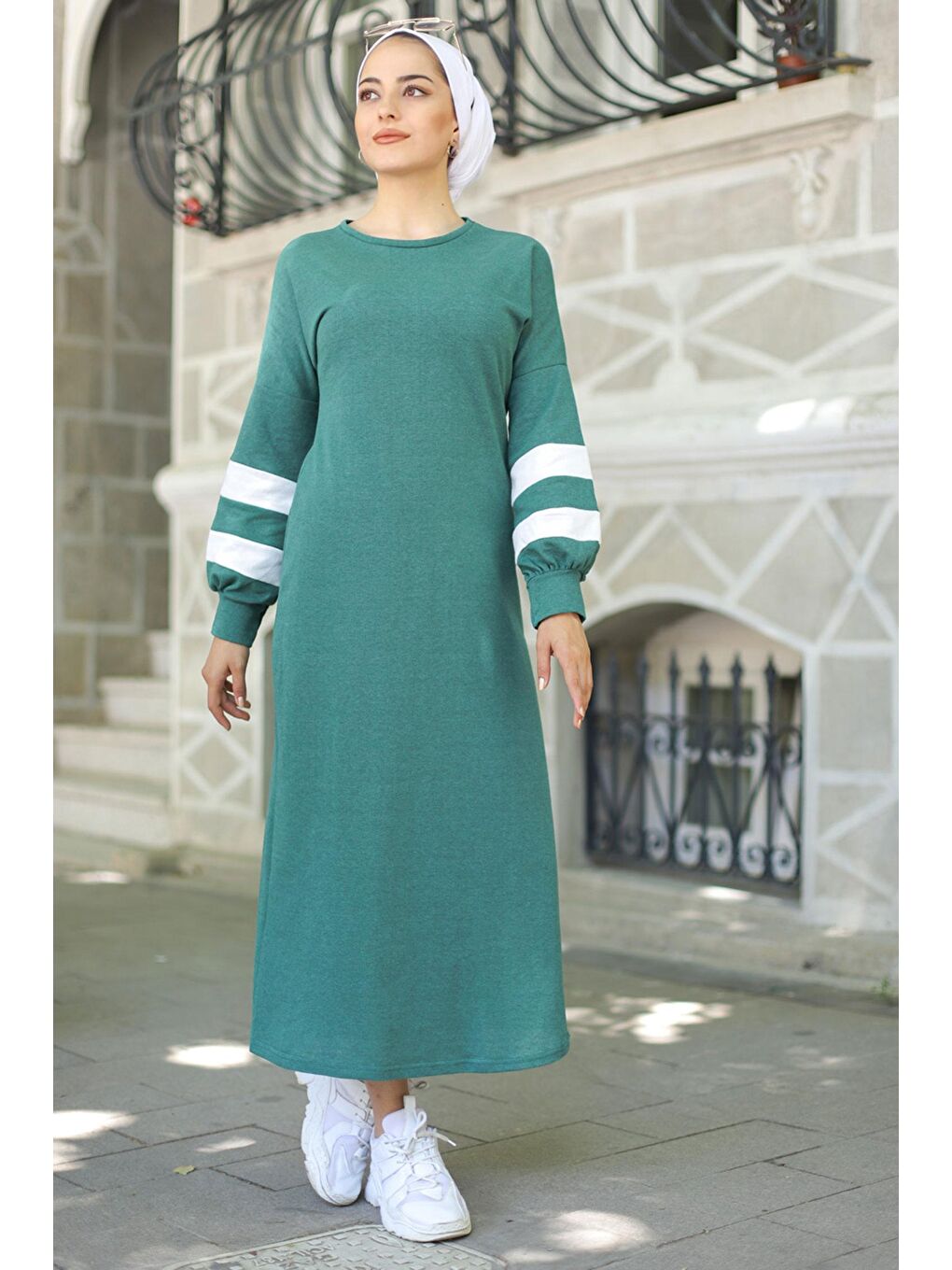 Bisiklet Yaka Kadın Yeşil Elbıse - 4134