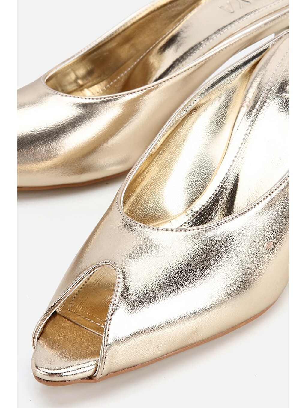 Sarı Kadın Gold Kısa Topuklu Günlük Stiletto-3