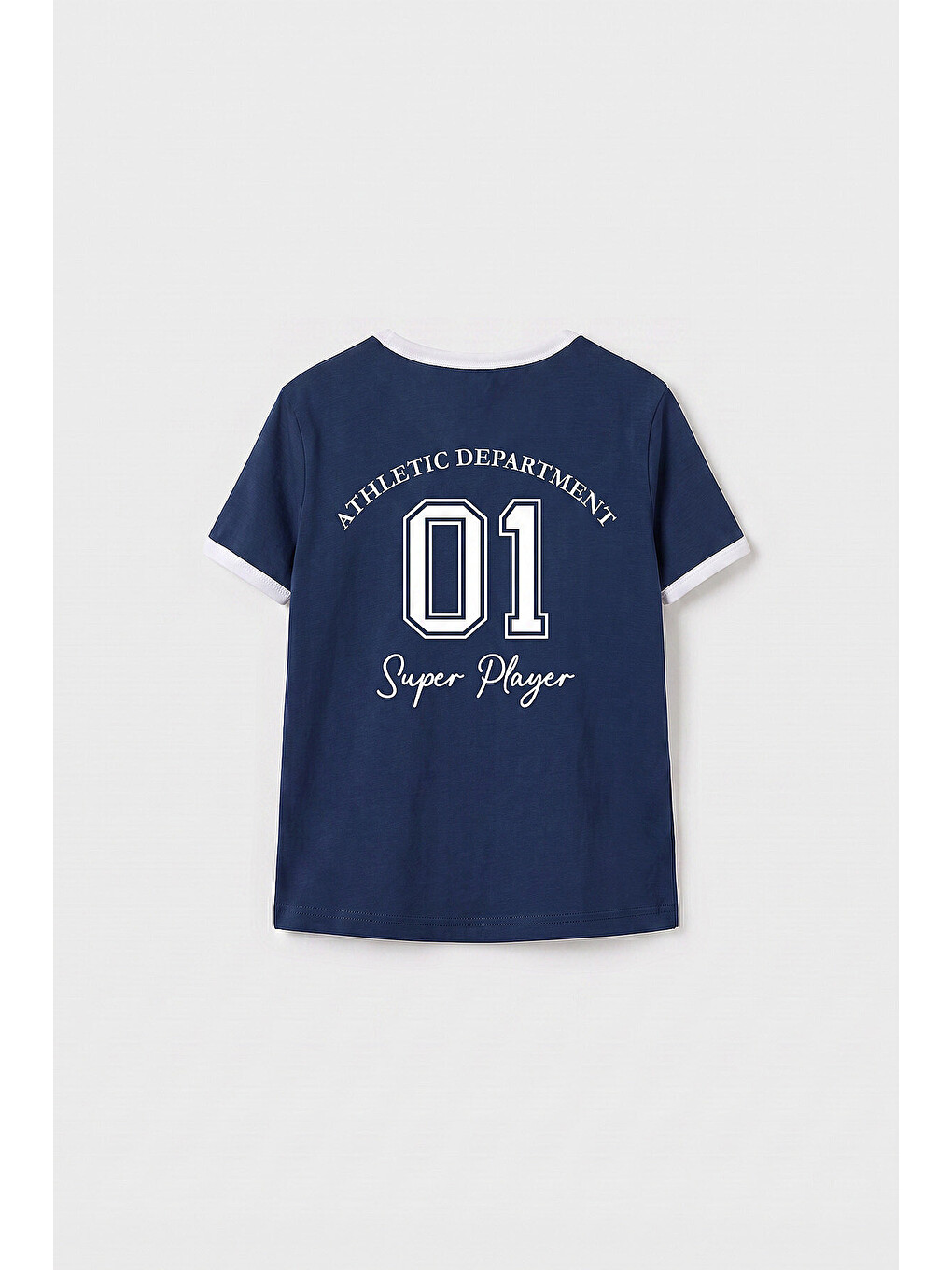 Lacivert Parlament Omuz Biye Detaylı Baskılı Kız Çocuk T-shirt - 75181-1