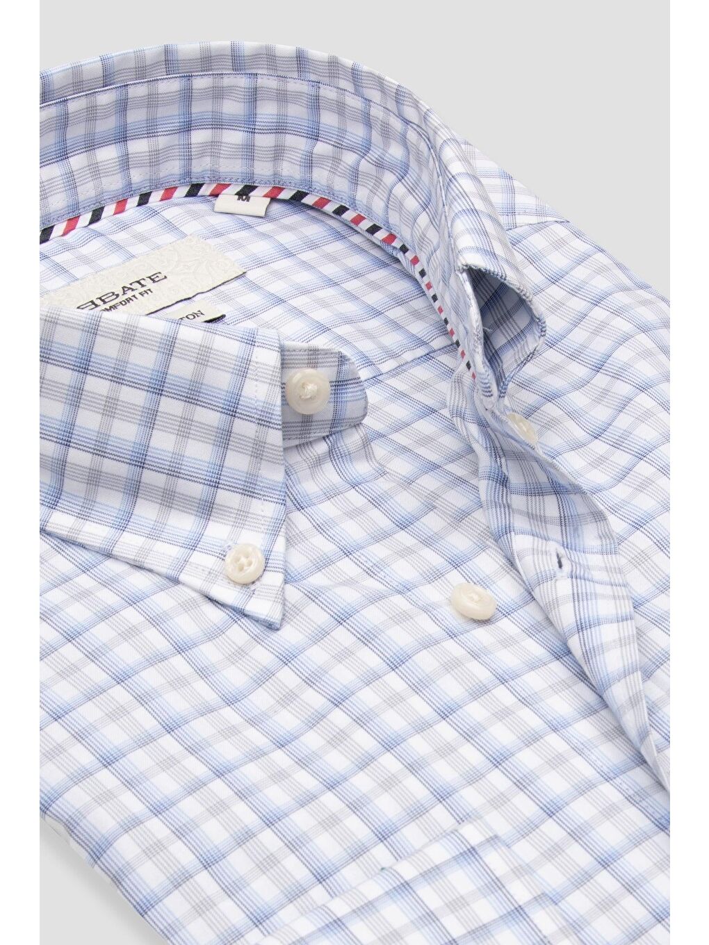Aldo Poplin Pamuklu Comfort Fit Açık Mavi Düğmeli Yaka Erkek Kareli %100 Pamuk Gömlek-5