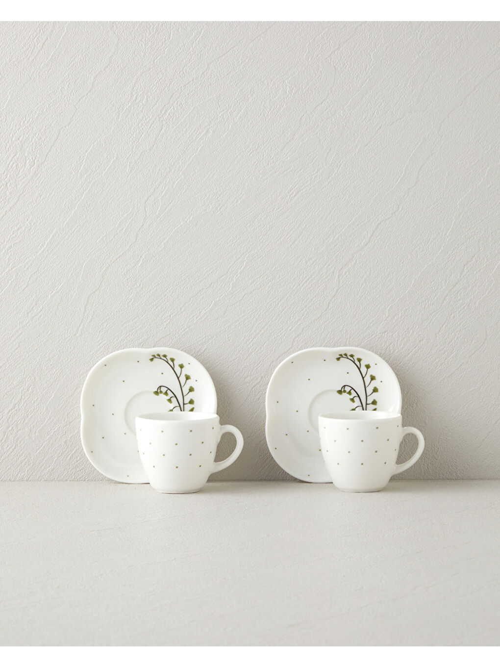 Sage Garden Bone Porselen 4 Parça 2 Kişilik Kahve Fincan Takımı 90 ml Yeşil-1