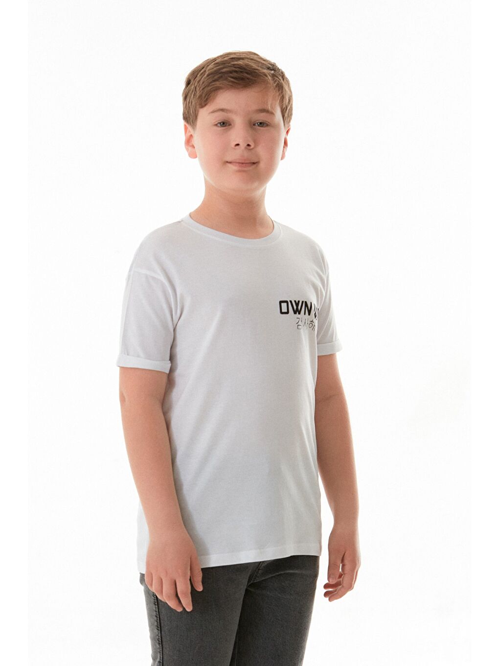 Beyaz Own Way Yazı Baskılı Erkek Çocuk Tişört-2