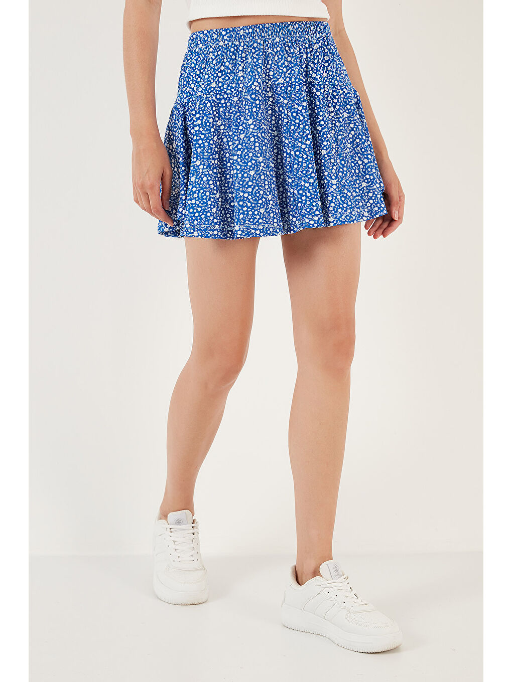 Turuncu Desenli Beli Lastikli Slim Fit Mini 2'li Paket Kadın Şort Etek 5864024S2-1