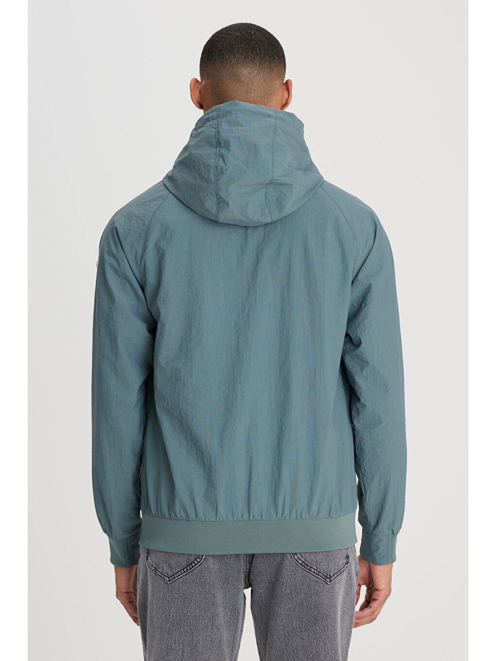 Regular Fit Normal Kesim Kapüşonlu Tam Fermuarlı Mint Yeşili Ceket-4