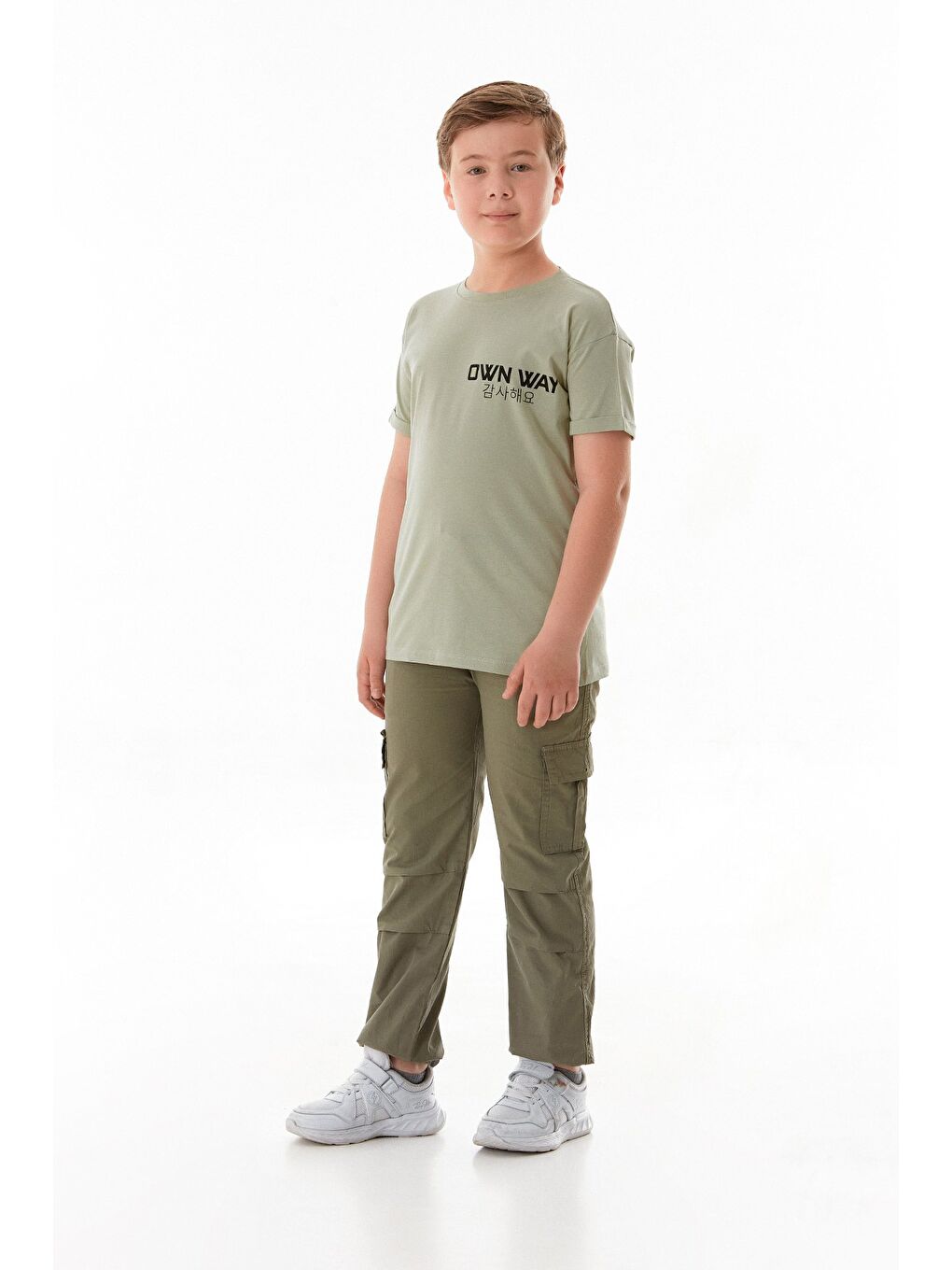 Turkuaz Own Way Yazı Baskılı Erkek Çocuk Tişört-1