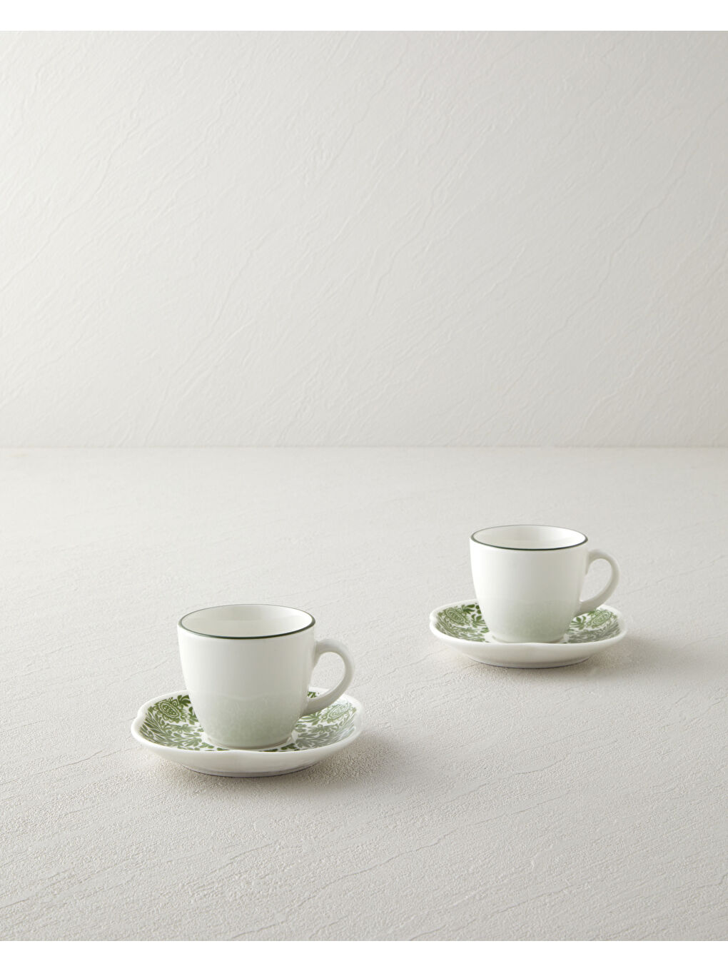 Petal Haven Bone Porselen 4 Parça 2 Kişilik Kahve Fincan Takımı 90 ml Yeşil