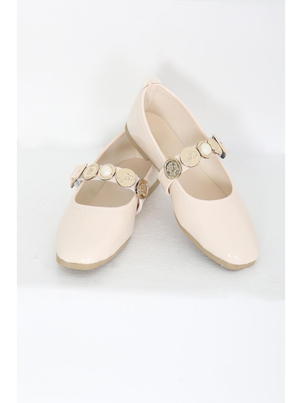 Ekru Kadın Krem Rugan İncili Babet Ayakkabı - 27288-4