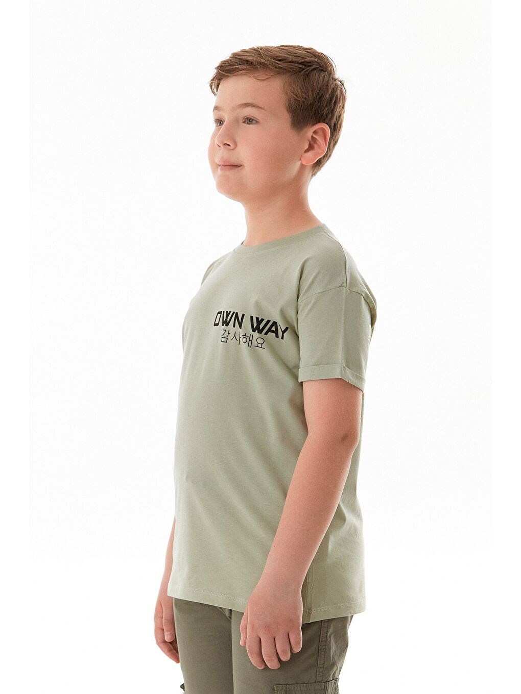 Turkuaz Own Way Yazı Baskılı Erkek Çocuk Tişört-3
