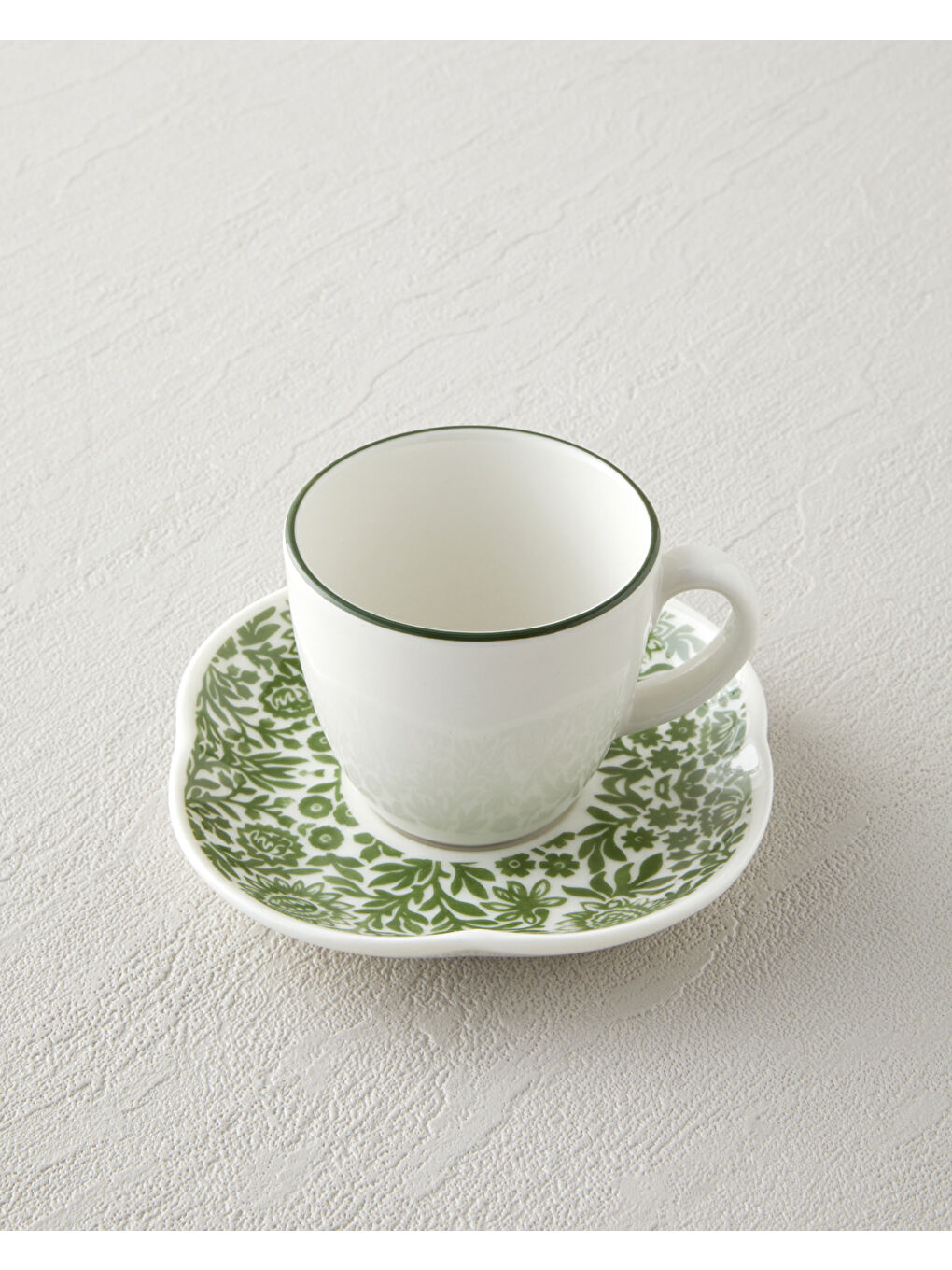 Petal Haven Bone Porselen 4 Parça 2 Kişilik Kahve Fincan Takımı 90 ml Yeşil-2