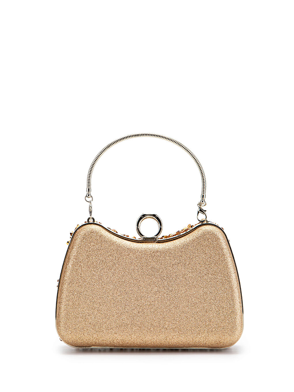 Turuncu Yüzük Detaylı Taşlı Amanda Abiye El Çantası Rose-2