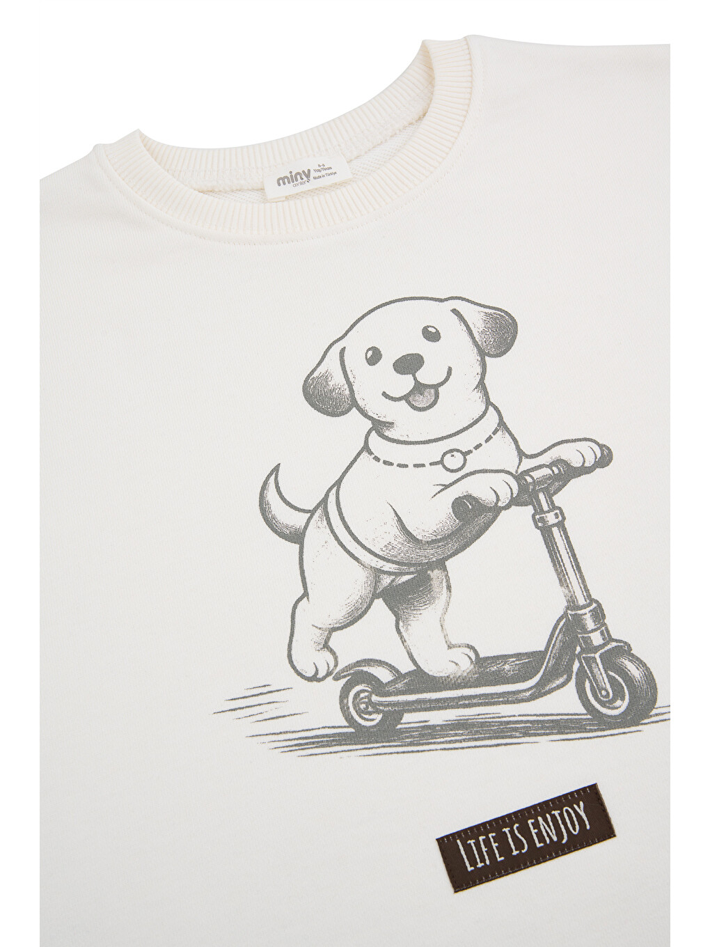 Köpek Desenli Sweatshirt 2-6 Yaş Ekru-3
