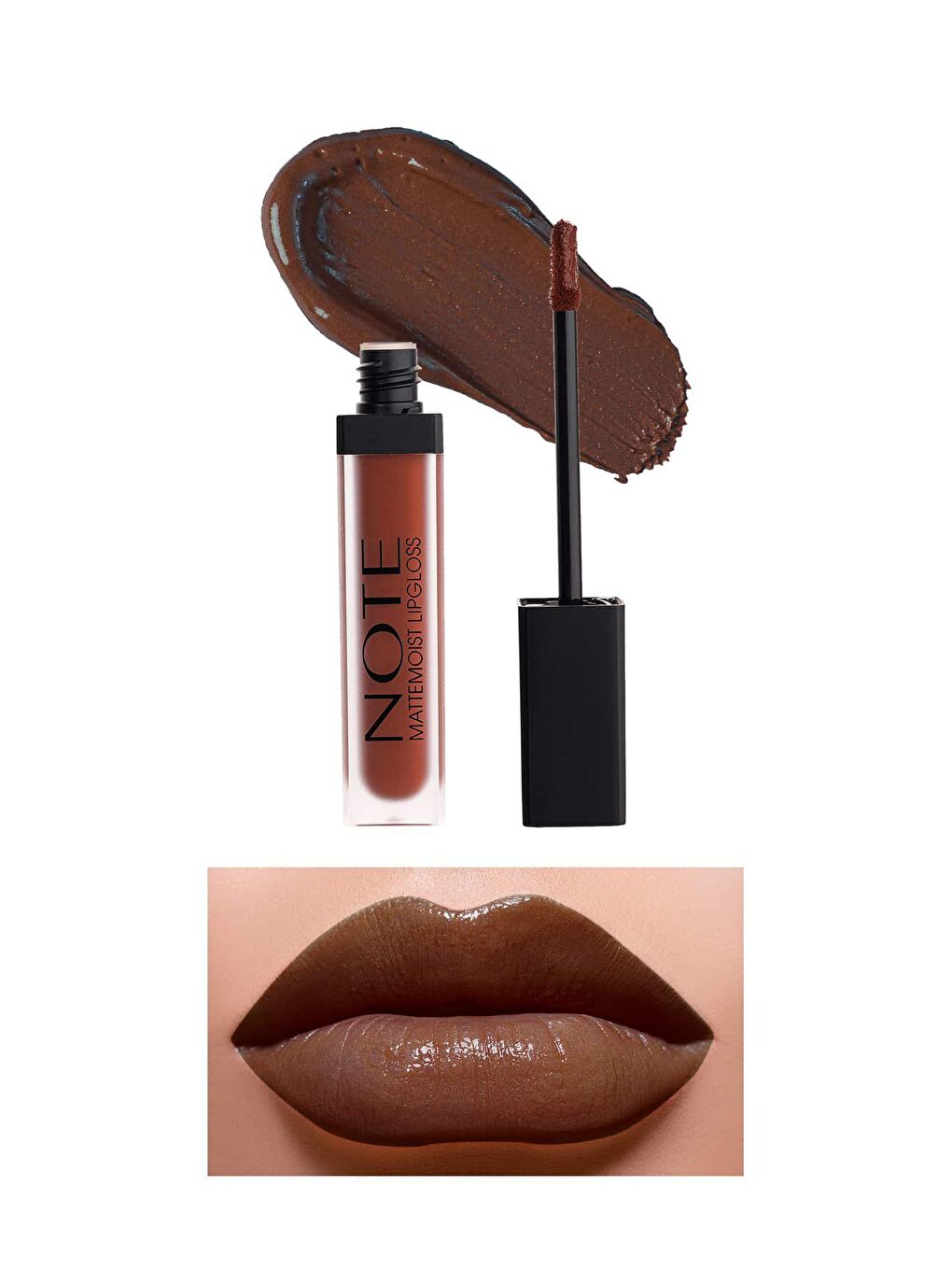 Note Cosmetique Kahverengi Mattemoist Lipgloss Yarı Mat Saten Bitişli Likit Ruj 416 Clover Brown - Kahverengi - 1