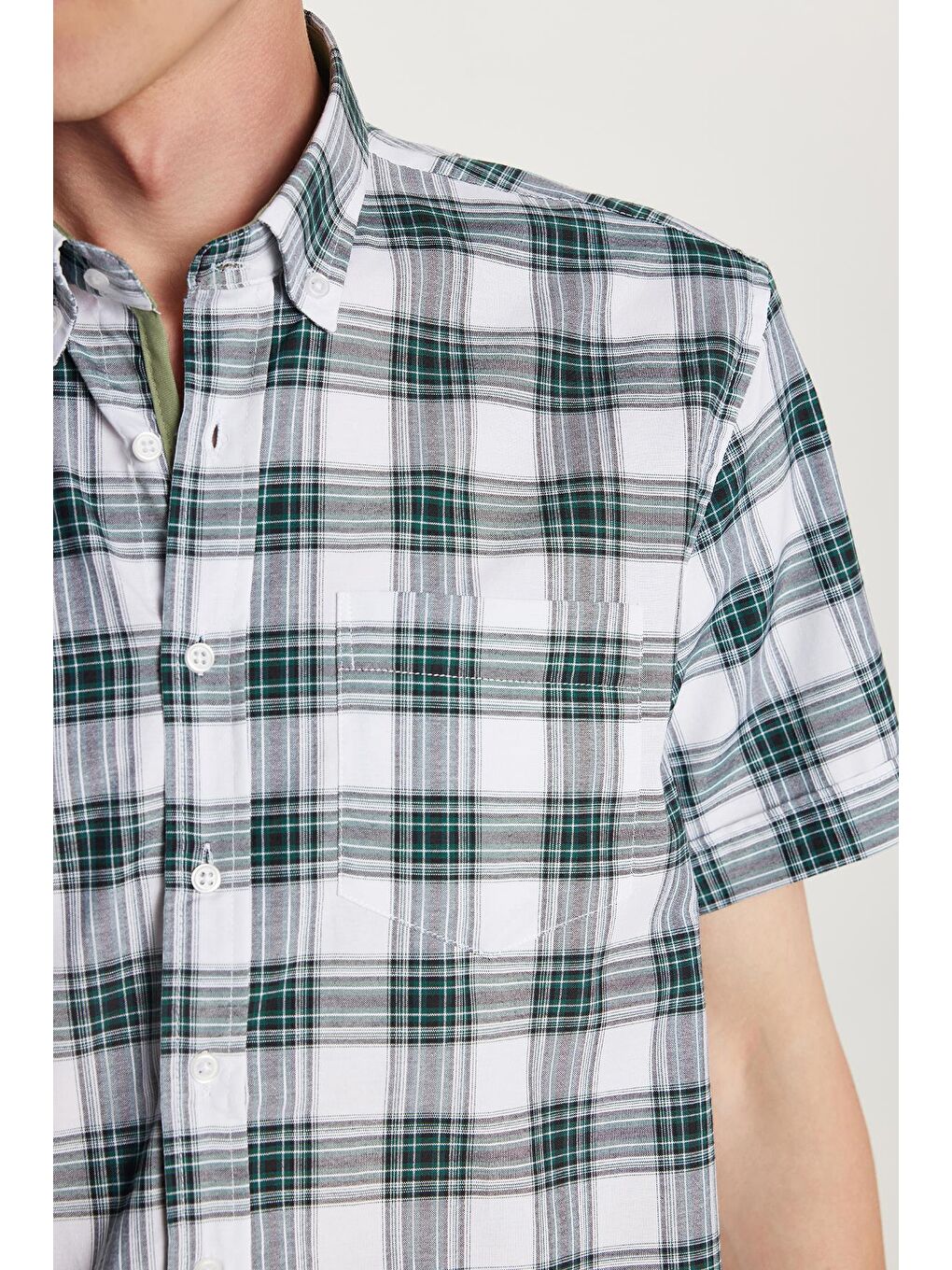 Karışık Erkek Regular Fit Klasik Kesim Pamuklu Tek Cepli Ekoseli Düğmeli Yaka Gömlek-2