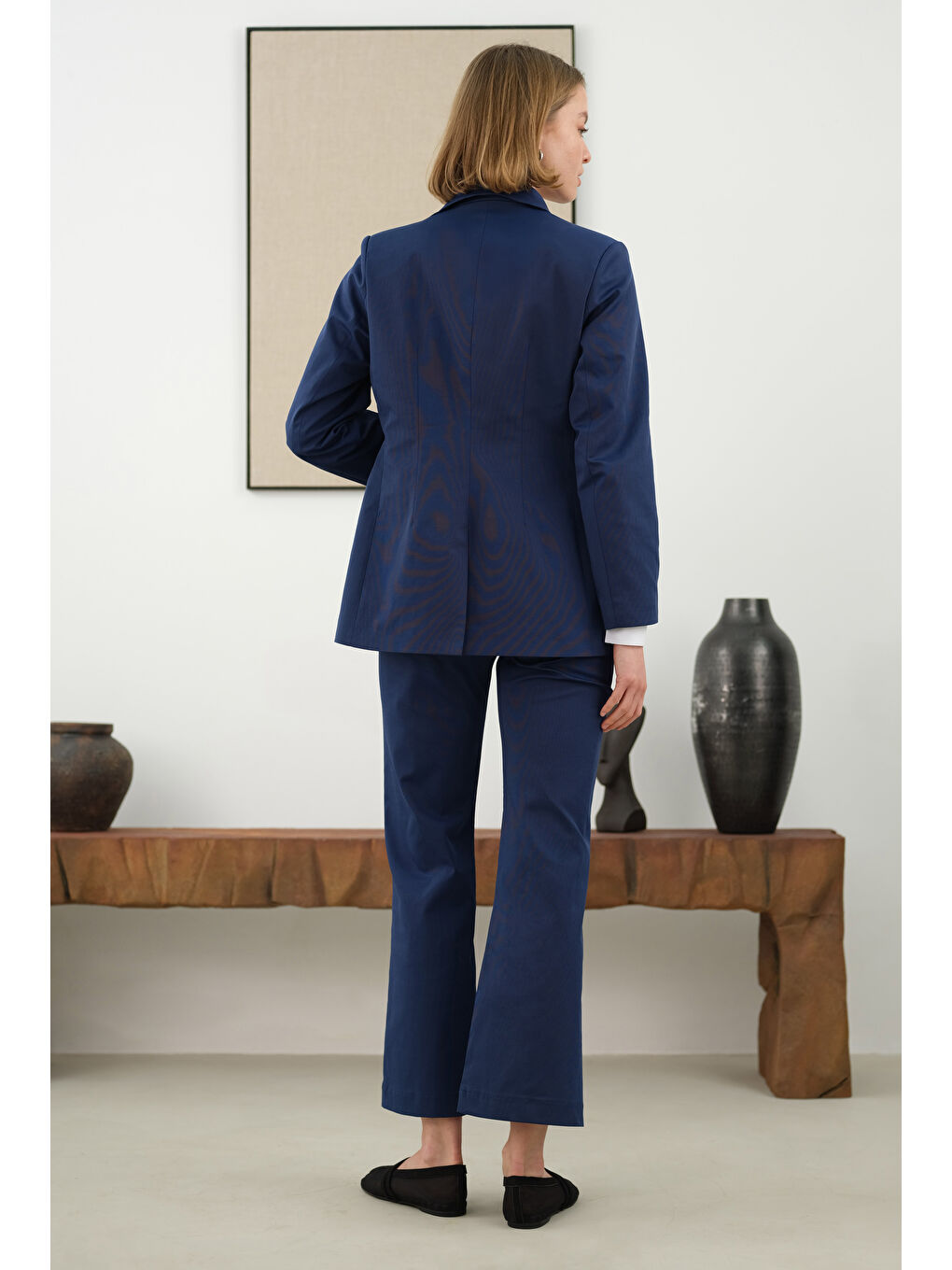 Bele Oturtmalı Ceket Gece Mavi-2