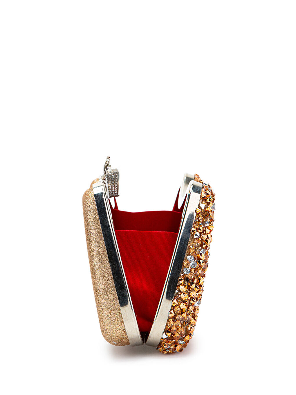 Turuncu Yüzük Detaylı Taşlı Amanda Abiye El Çantası Rose-3