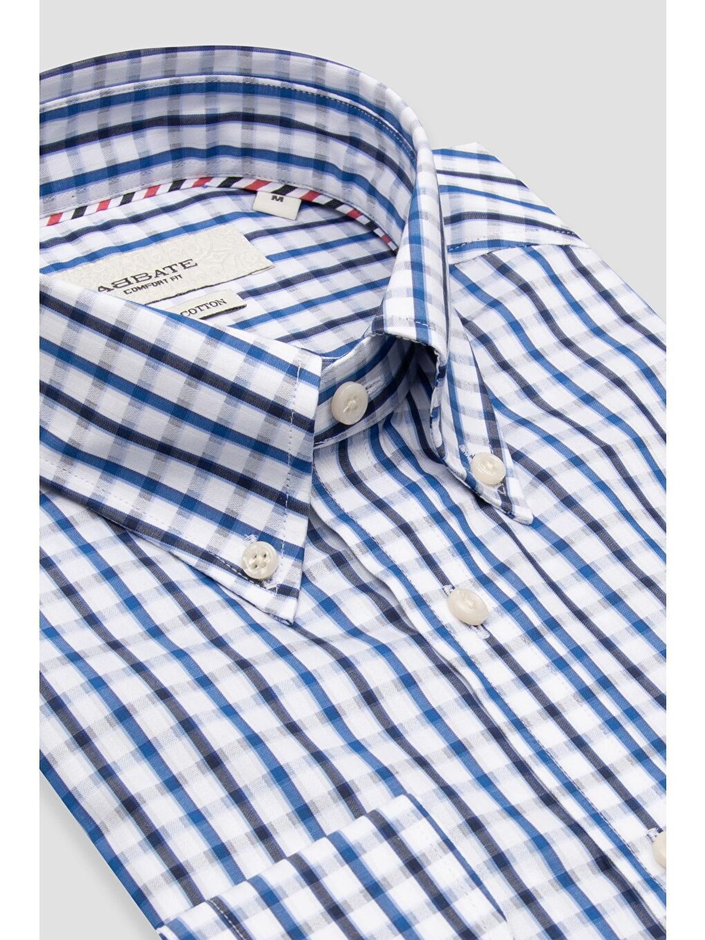 Aldo Armür Pamuklu Comfort Fit Açık Mavi Düğmeli Yaka Erkek Kareli %100 Pamuk Gömlek-1