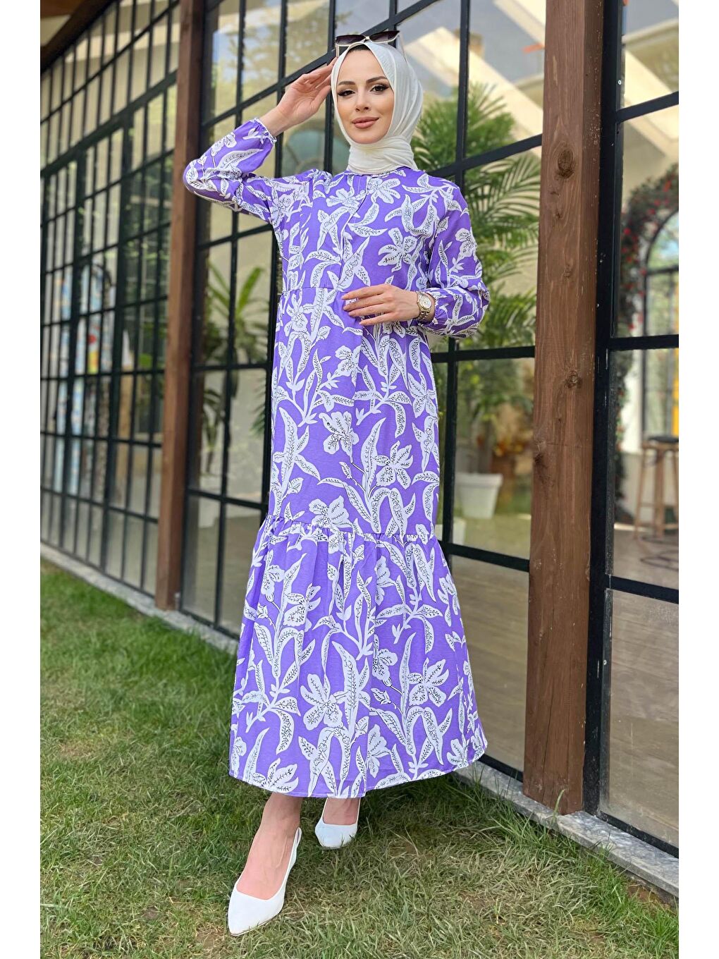 Gömlek Yaka Kadın Lila Elbise - 11693-2