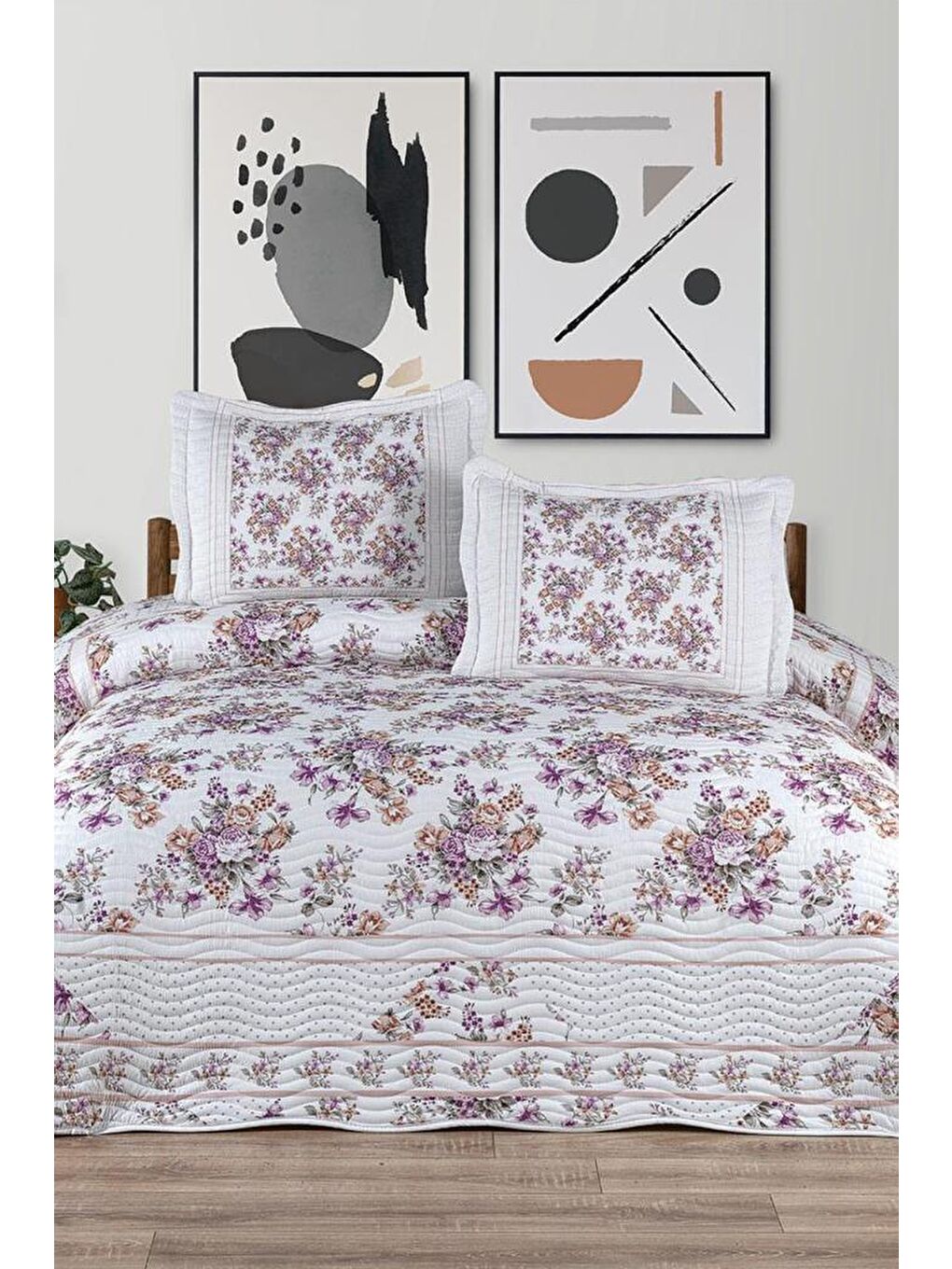 Karışık Azura Baskılı Kapitoneli Çift Kişilik Yatak Örtüsü