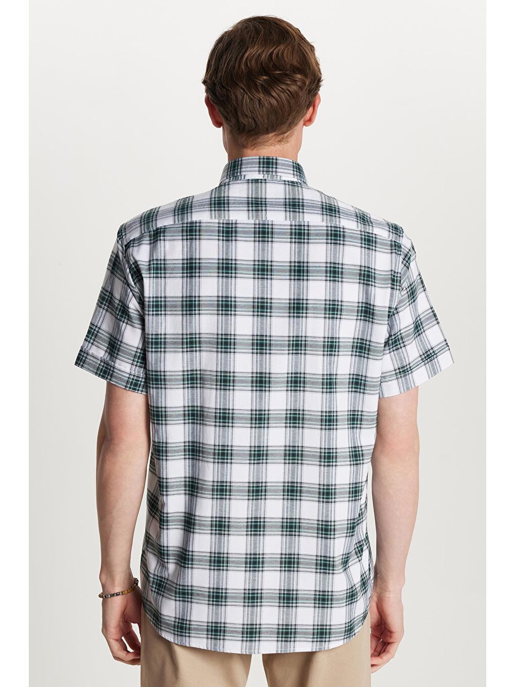 Karışık Erkek Regular Fit Klasik Kesim Pamuklu Tek Cepli Ekoseli Düğmeli Yaka Gömlek-4