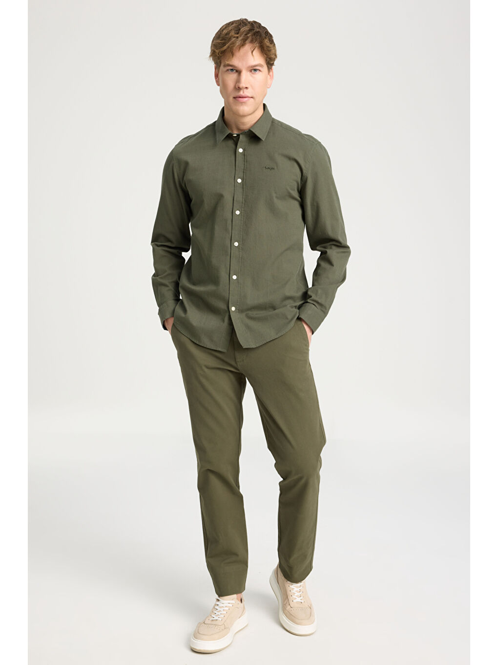 Haki Regular Fit Normal Kesim Uzun Kollu Gömlek-2