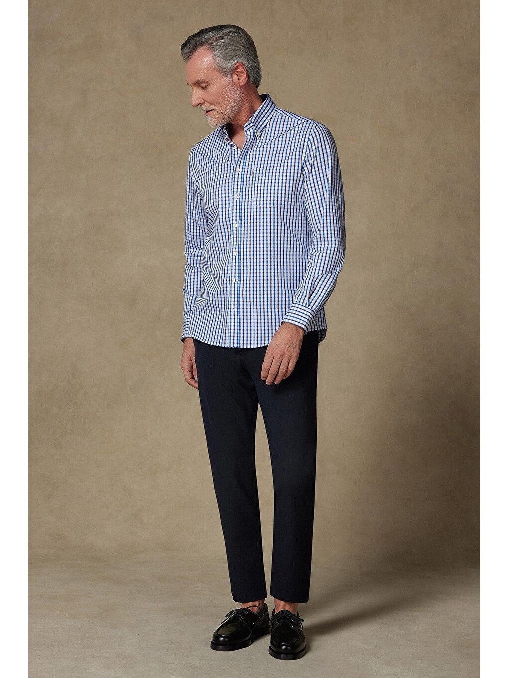 Aldo Armür Pamuklu Comfort Fit Açık Mavi Düğmeli Yaka Erkek Kareli %100 Pamuk Gömlek-2