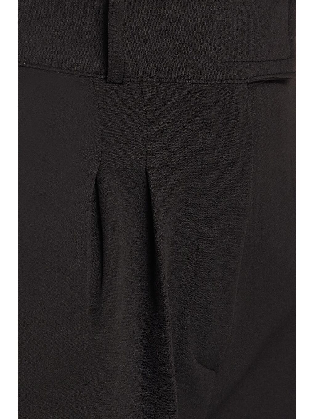 Kadın Regular Fit Klasik Kesim Cırt Kapamalı Palazzo Siyah Pantolon-5